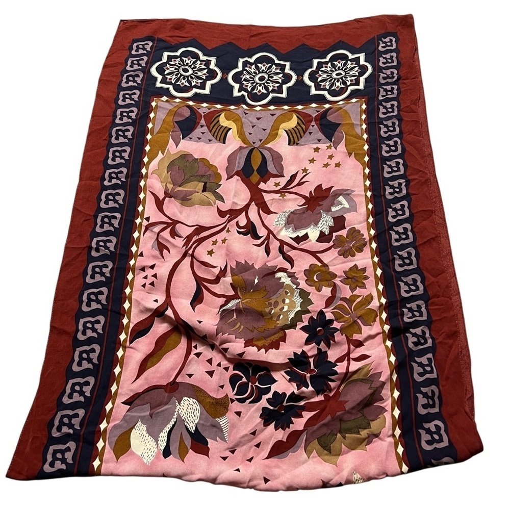 Dasha New York Floral 100% Silk Scarf 20”x56” Pink